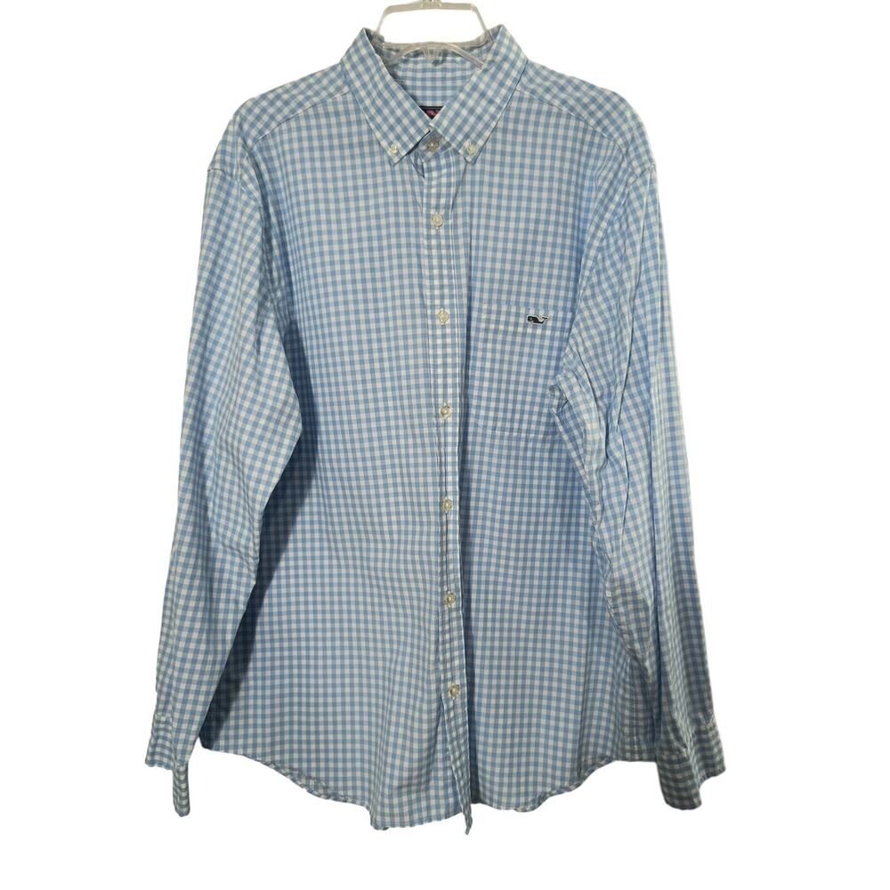 Vineyard Vines Classic Fit Tucker Shirt Men's  XL Blue Check Long Sleeve Button